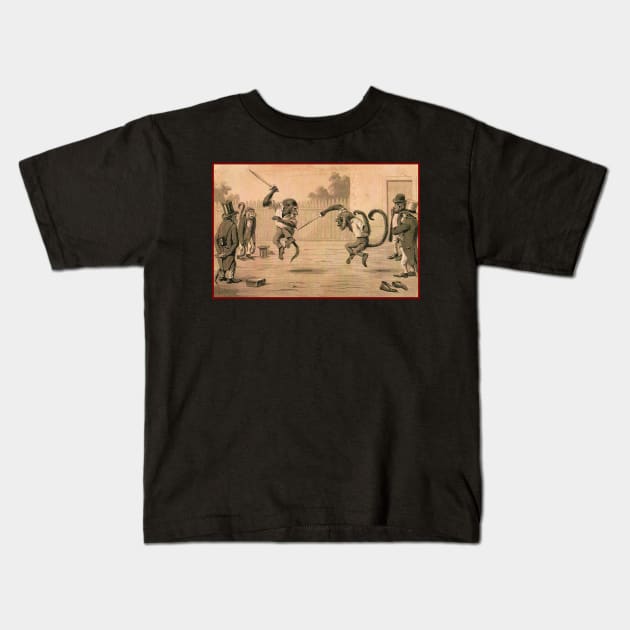 Vintage Monkey Sword-Fight - Maurice Boulanger Kids T-Shirt by pocketlama